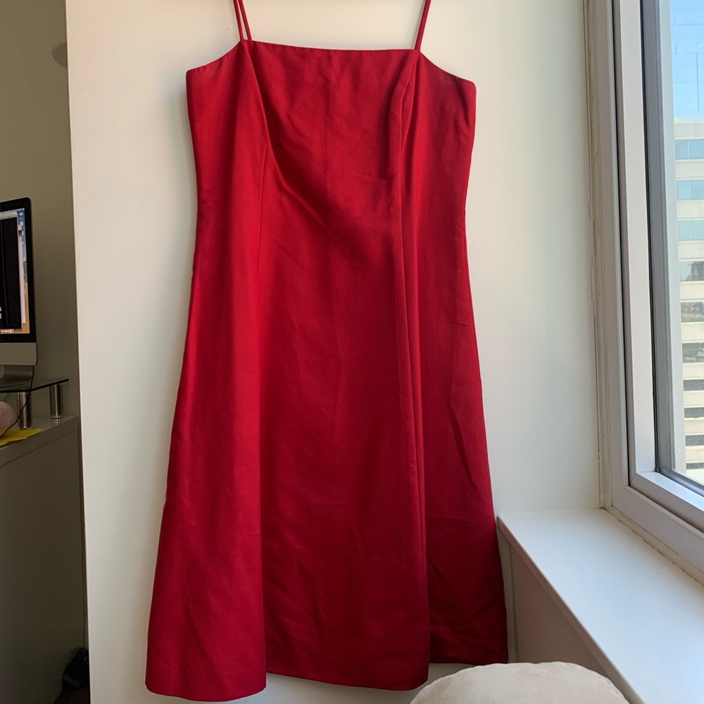 Red Ann Taylor flared tea length dress